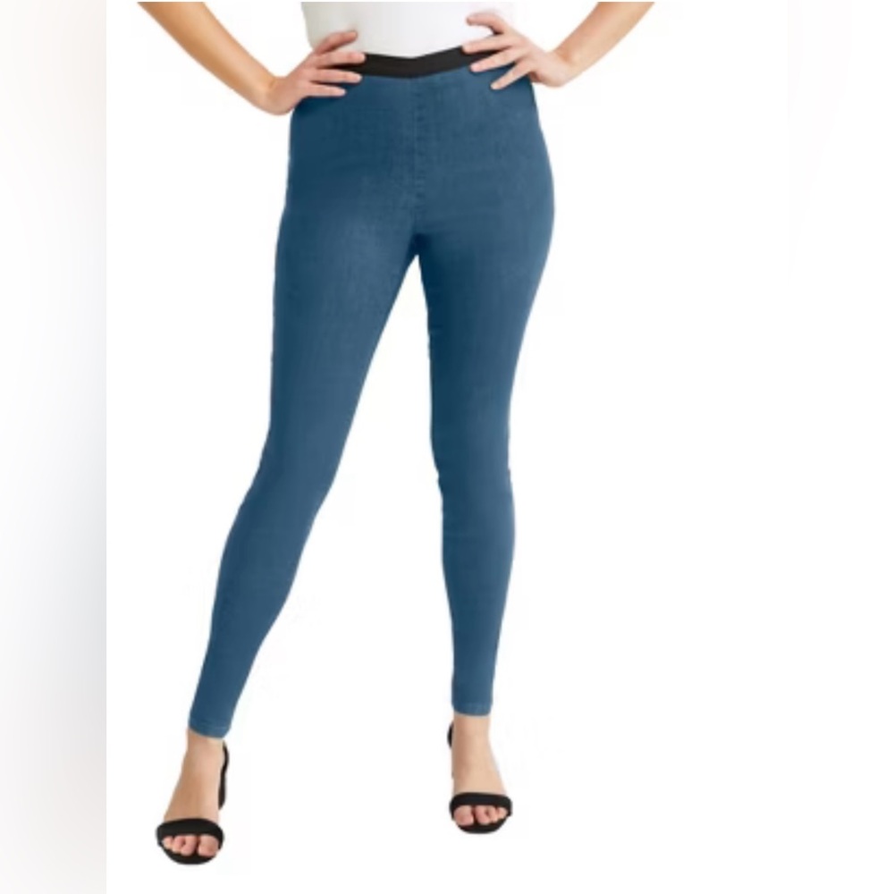Blue High-Waisted Stretch Denim Skinny Jegging
